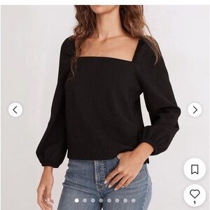 Madewell black peasant blouse size small